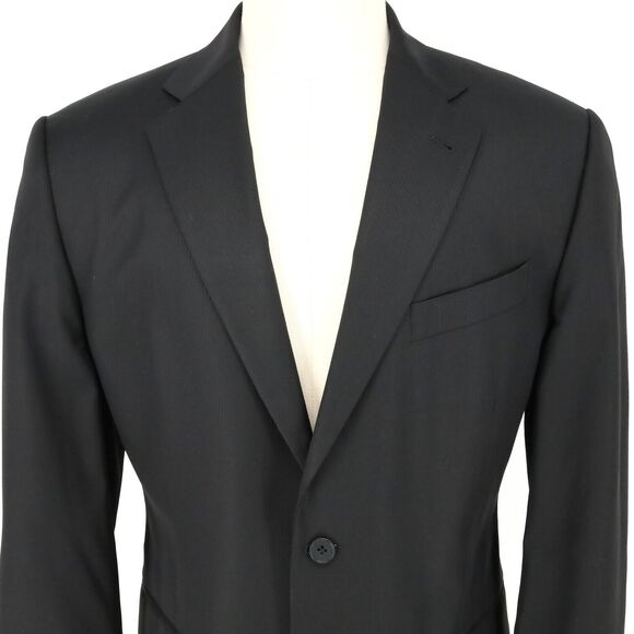 Joseph Abboud Sport Coat Mens 44R Black Wool Jacket Loro Piana Super 120s Blazer - Picture 8 of 16